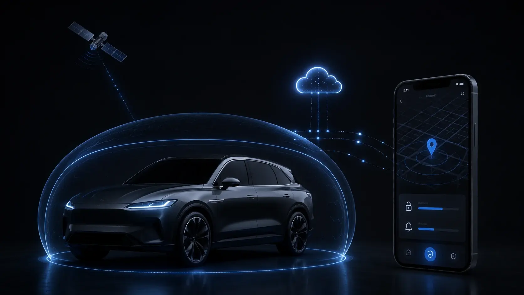 A connected vehicle security and tracking platform designed to detect relevant intrusion events, support location-aware alerts, and enable cloud-based monitoring.