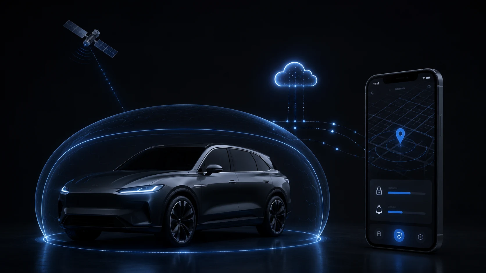 A connected vehicle security and tracking platform designed to detect relevant intrusion events, support location-aware alerts, and enable cloud-based monitoring.